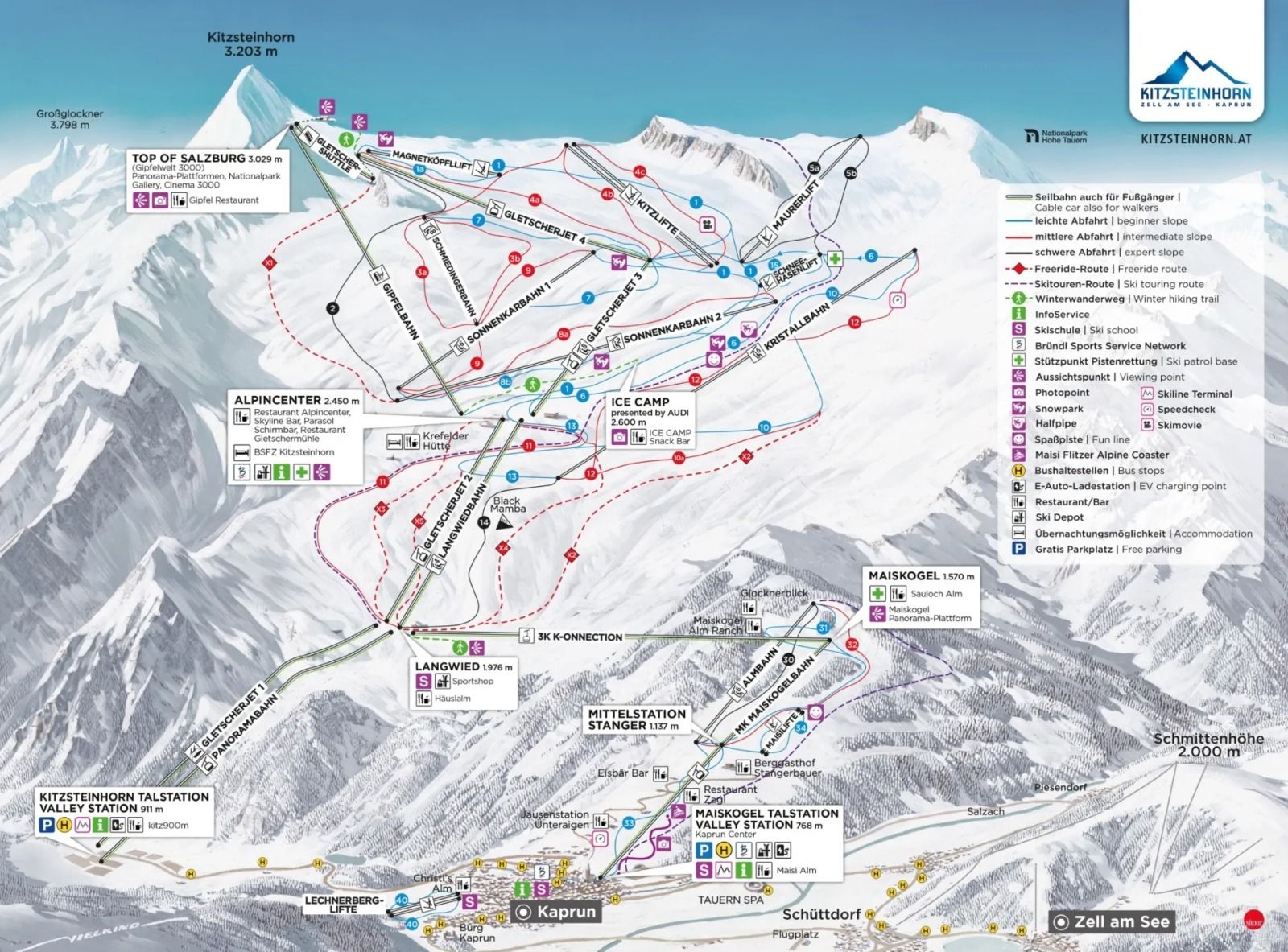 Pistekaart Kitzsteinhorn / Kaprun