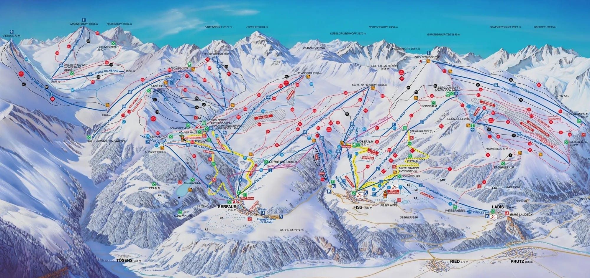Pistekaart Serfaus-Fiss-Ladis